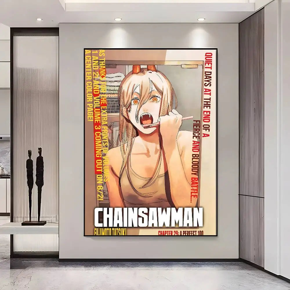 Chainsaw Man Poster Vintage Anime Wall Art v2