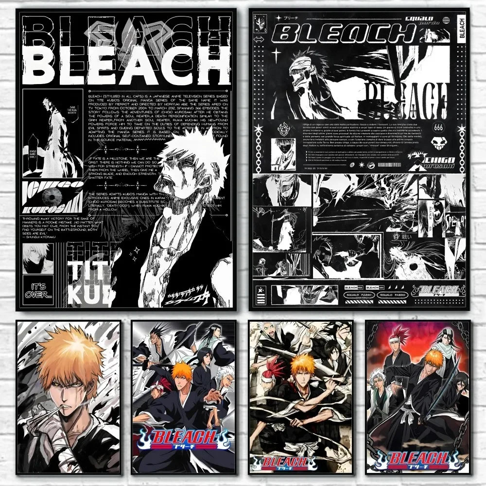Black and White Bleach Anime Poster