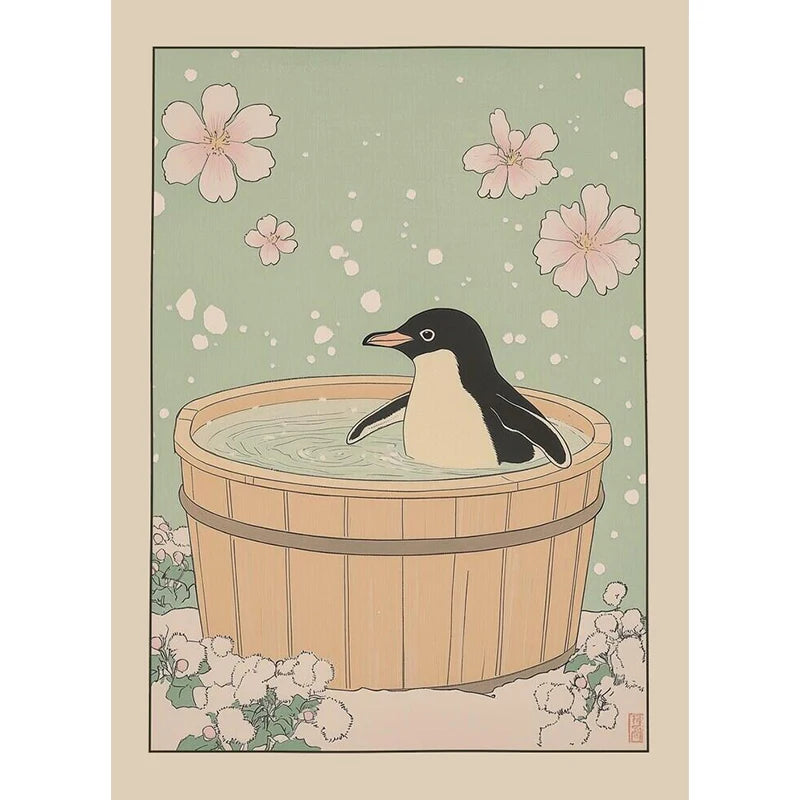 Animals Art Poster in Bathtub Bathroom Decoration