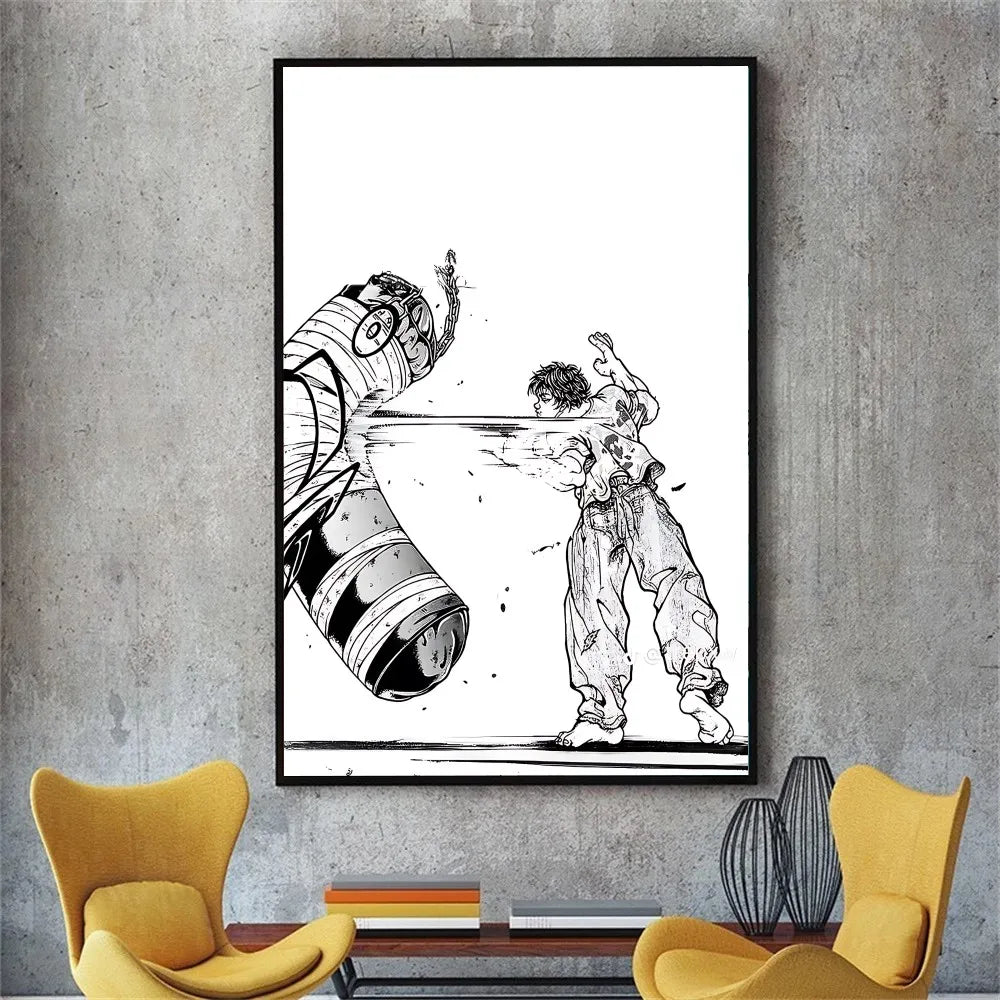 Vintage Anime Baki Hanma Poster – Self-Adhesive Sticker