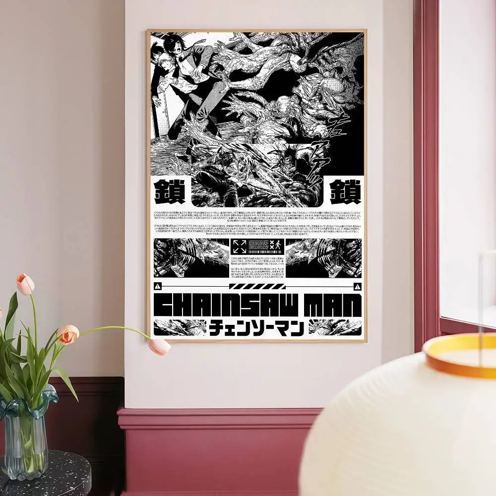 Chainsaw Man Poster Vintage Anime Wall Art v3