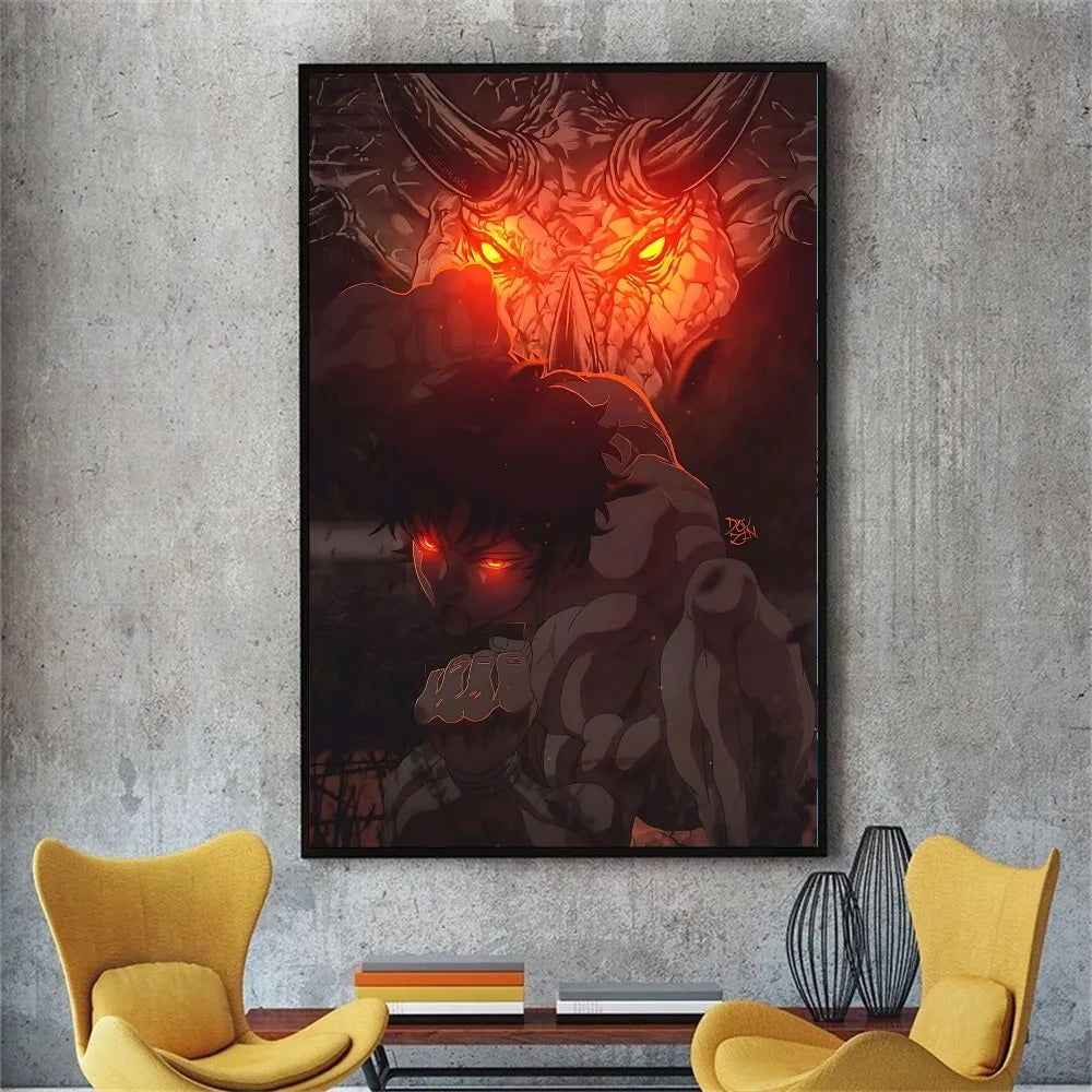 Vintage Anime Baki Hanma Poster – Self-Adhesive Sticker