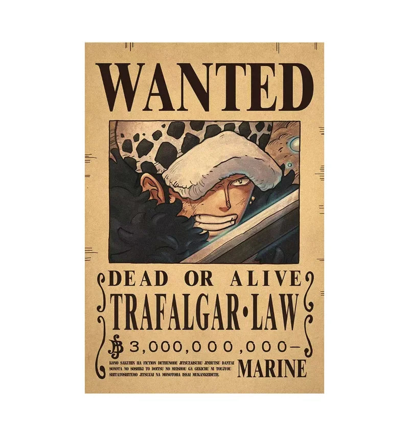 One Piece Anime Bounty Wanted Posters Room Decor