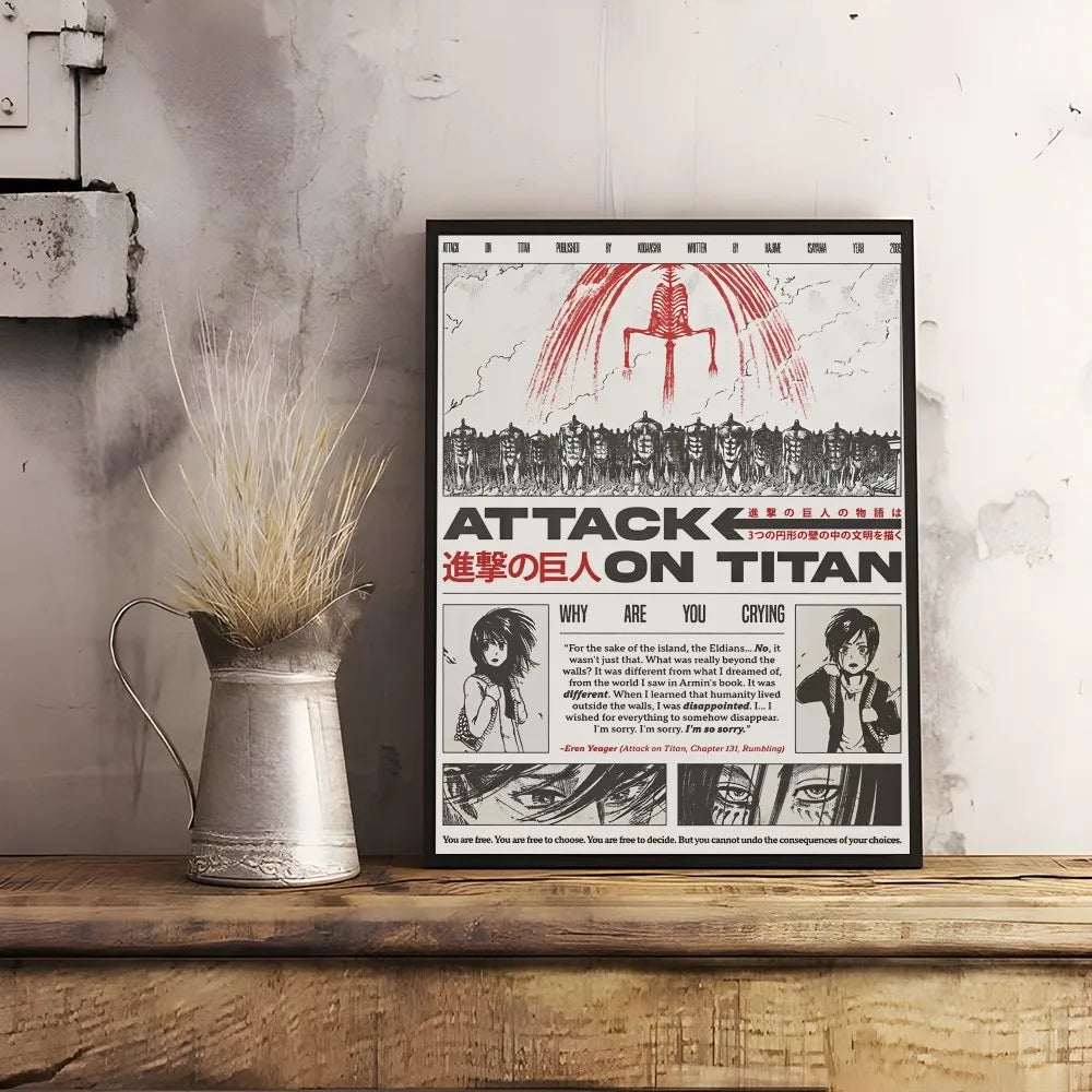 Black and White Attack on Titan Poster