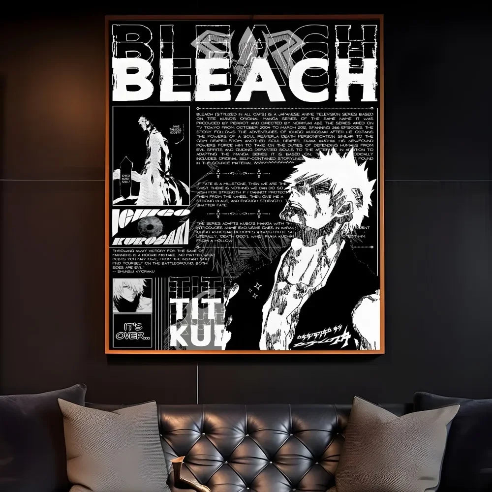 Black and White Bleach Anime Poster