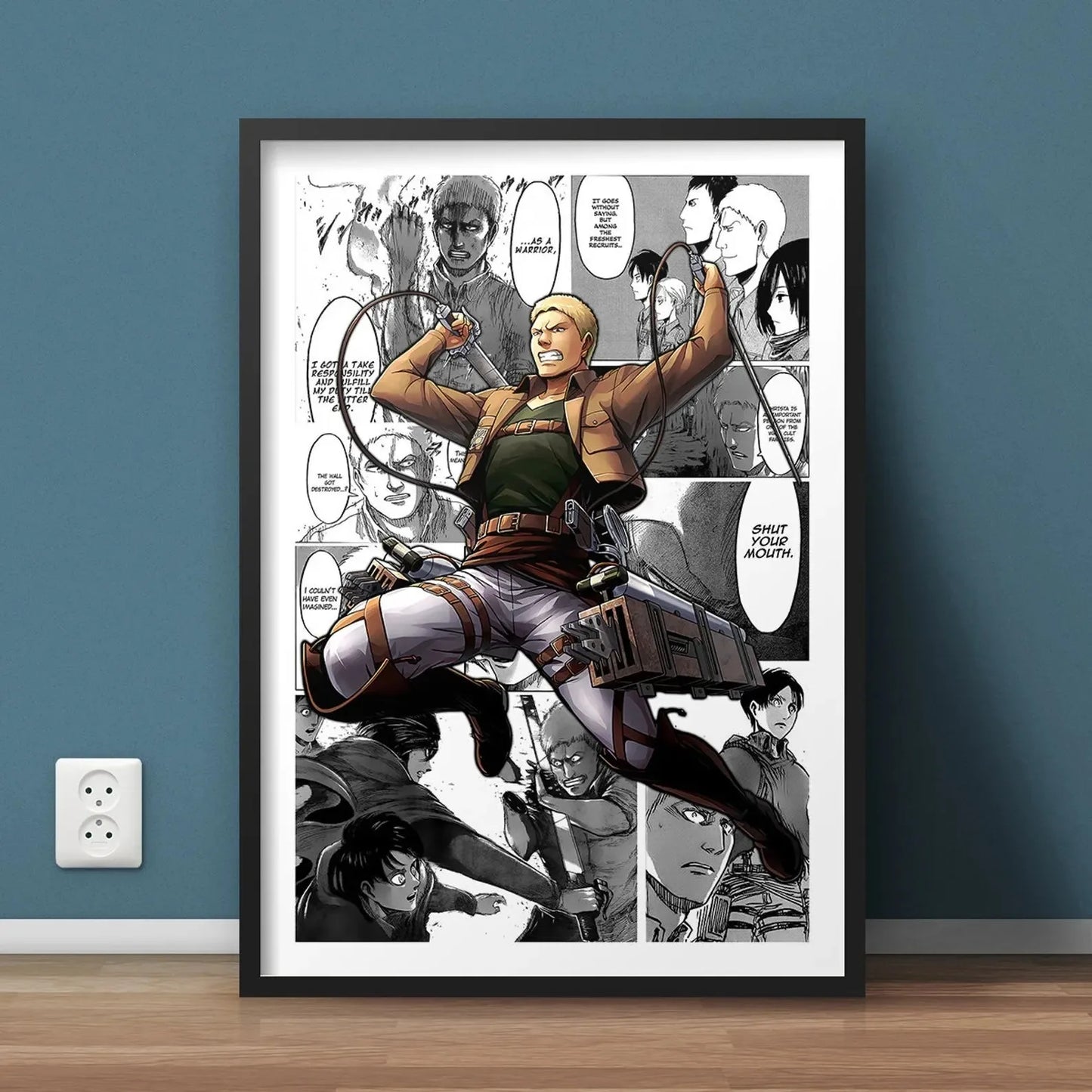 Black and White Attack on Titan Manga Poster