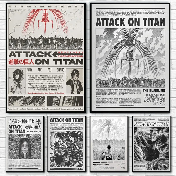 Black and White Attack on Titan Poster