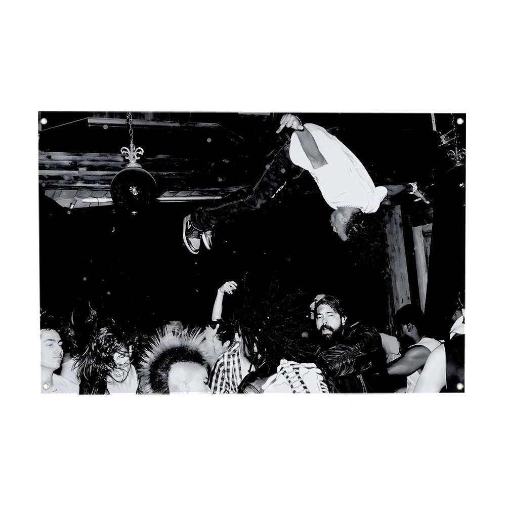 Playboi Carti Concert Dive Tapestry Black and White