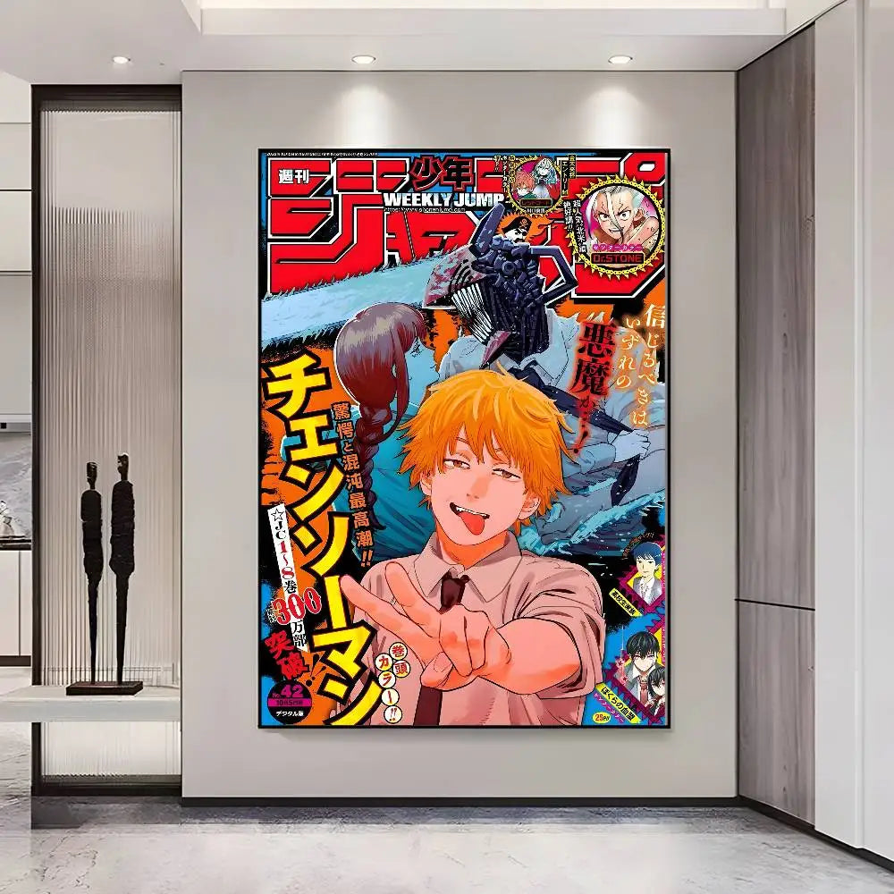 Chainsaw Man Poster Vintage Anime Wall Art v2