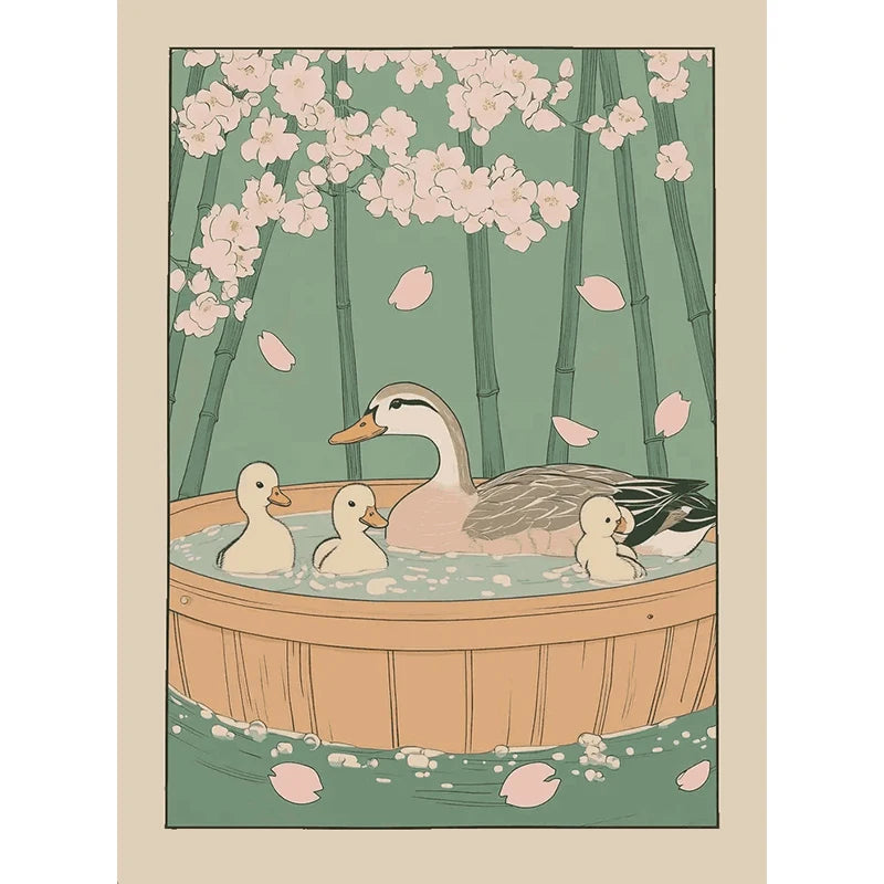 Animals Art Poster in Bathtub Bathroom Decoration