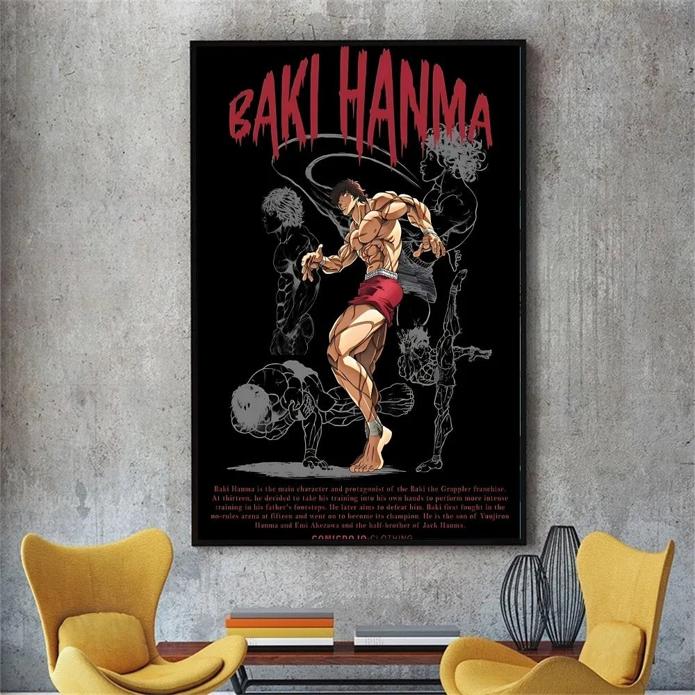 Vintage Anime Baki Hanma Poster – Self-Adhesive Sticker