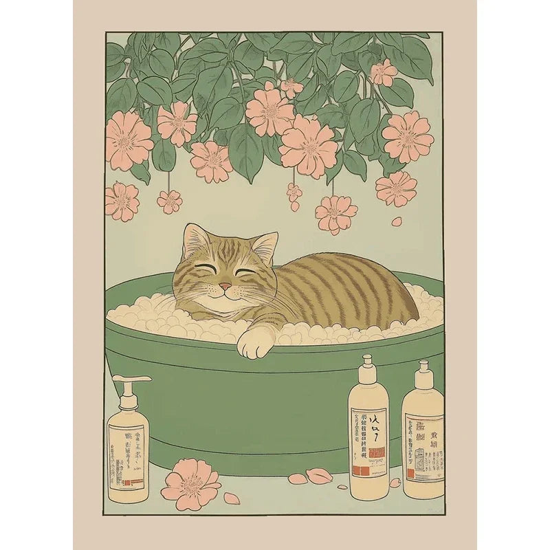 Animals Art Poster in Bathtub Bathroom Decoration