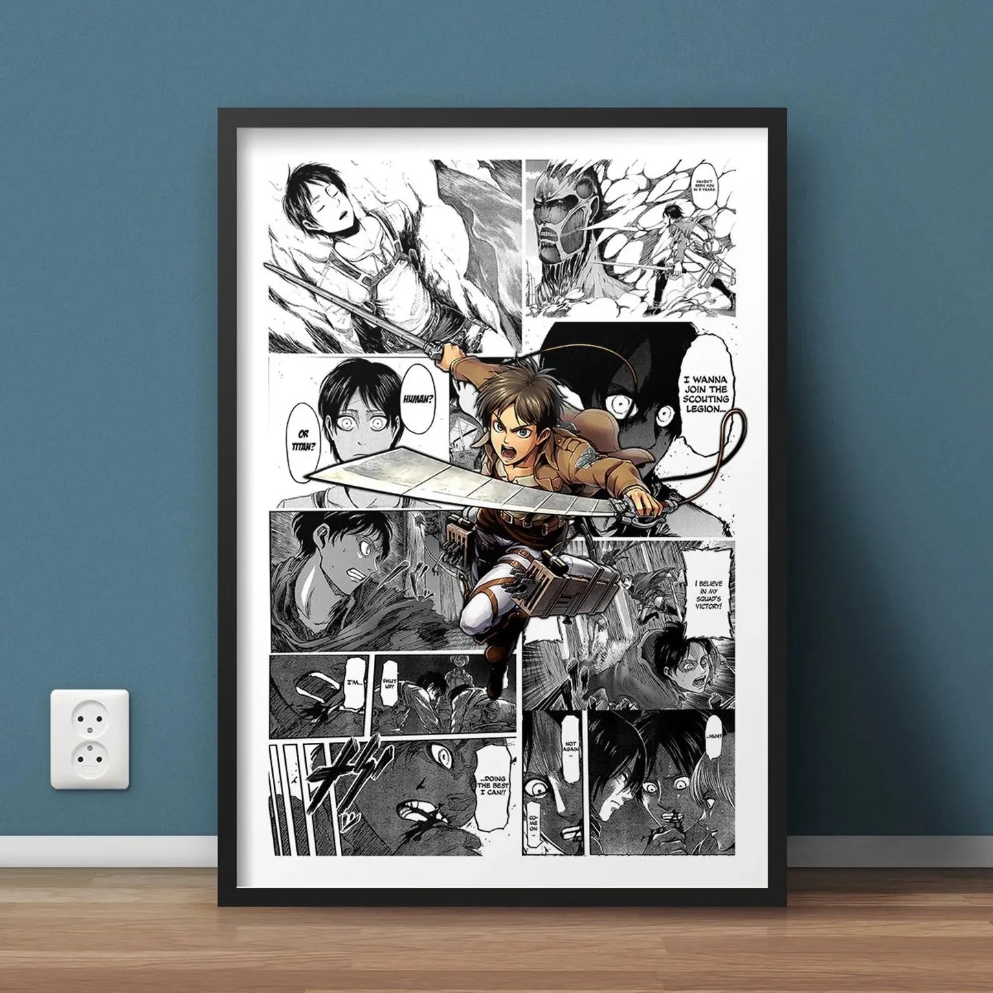 Black and White Attack on Titan Manga Poster