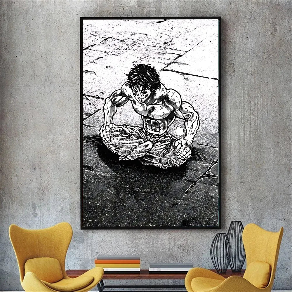 Vintage Anime Baki Hanma Poster – Self-Adhesive Sticker