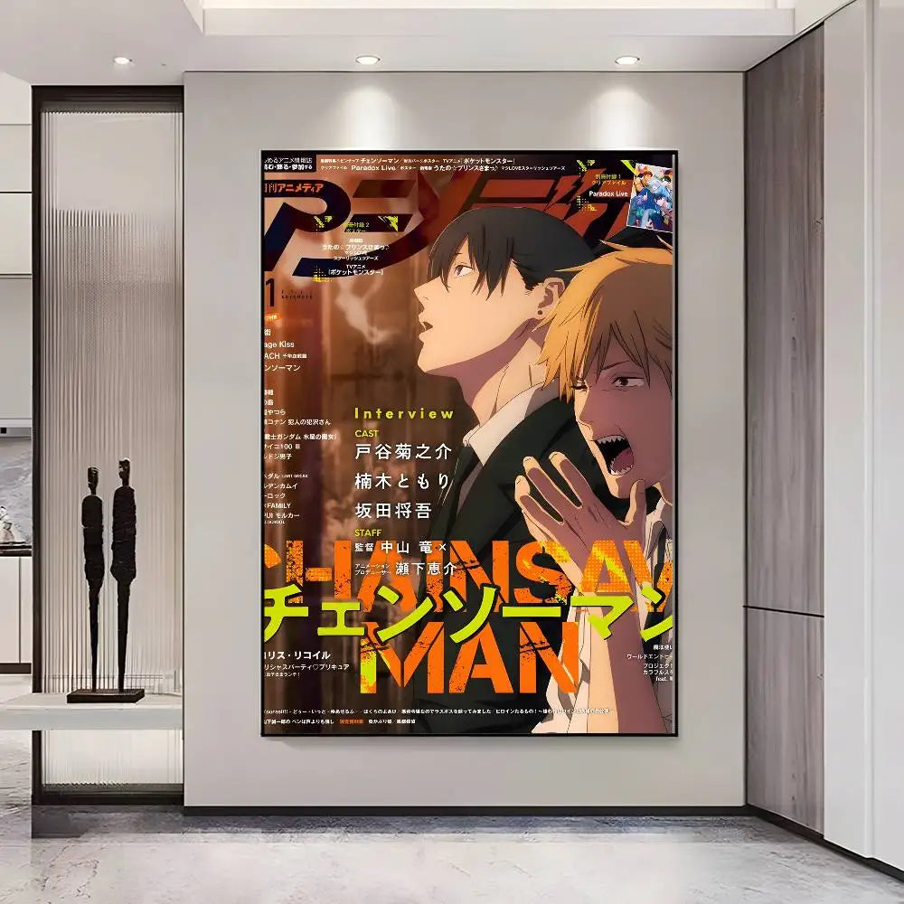 Chainsaw Man Poster Vintage Anime Wall Art v2