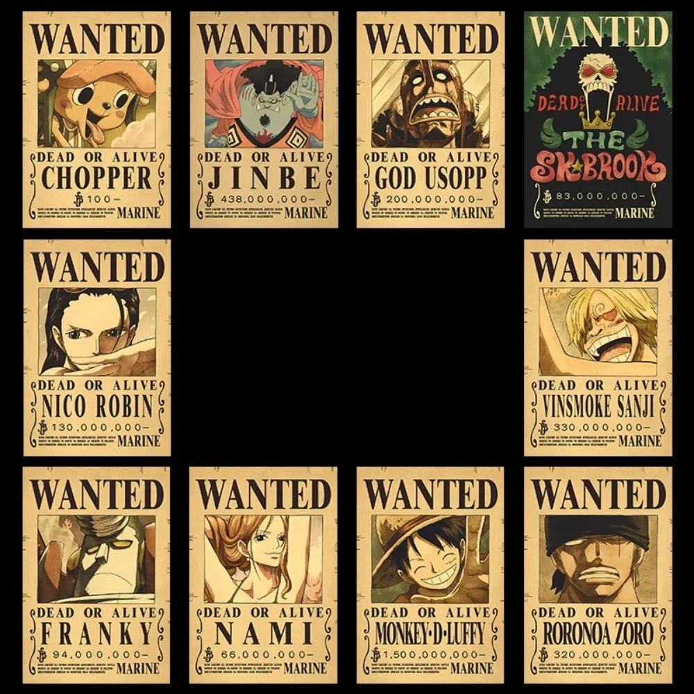One Piece Anime Bounty Wanted Posters Room Decor