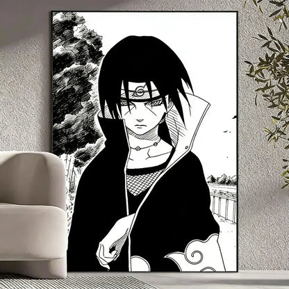 Black and White Naruto Manga Poster
