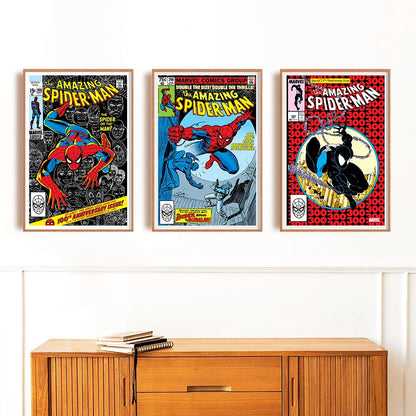 Vintage Spider-Man Comic Cover Posters - 100th 200th 300th Edition