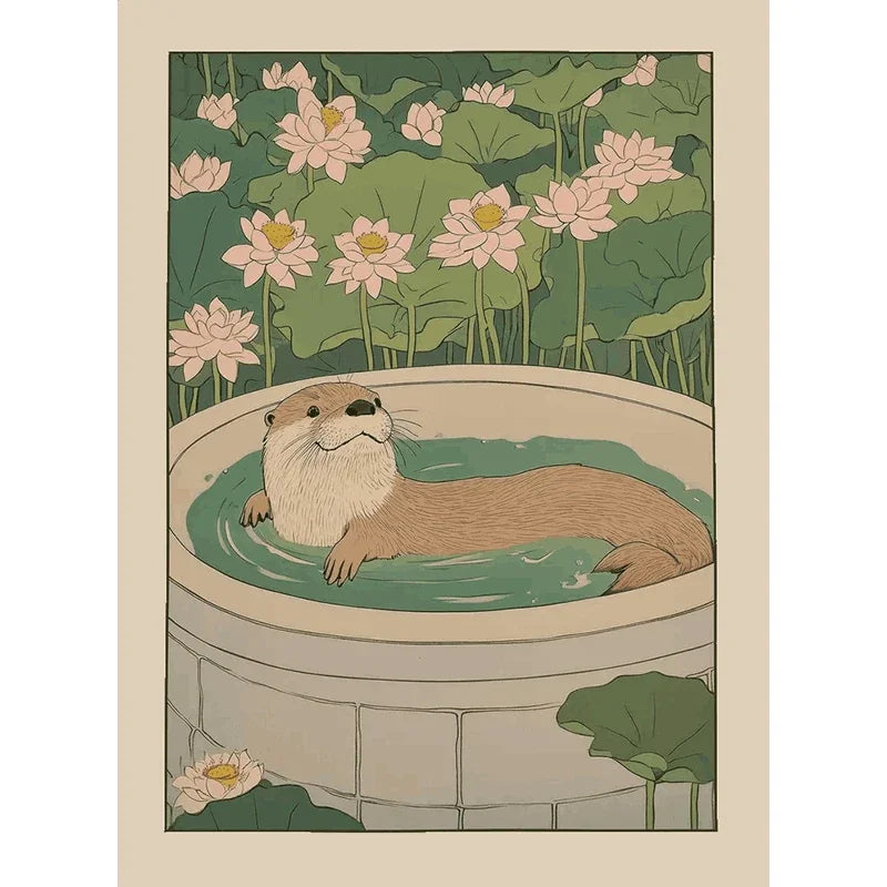 Animals Art Poster in Bathtub Bathroom Decoration