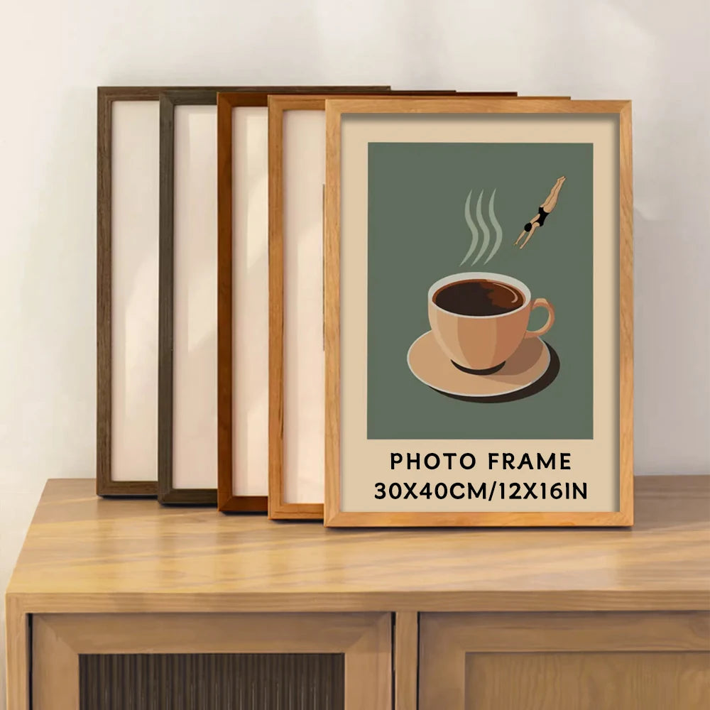Vintage Wooden Wall Frame for Home, Kitchen, or Café Decor