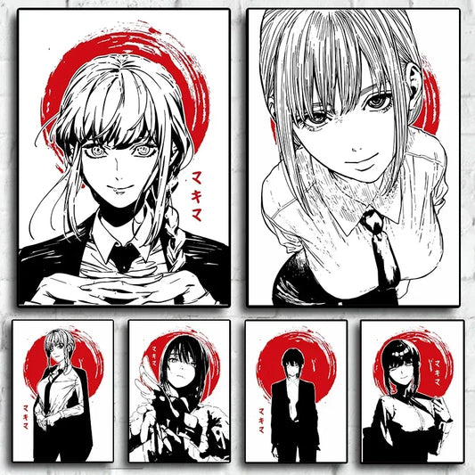 Makima Chainsaw Man Retro Canvas Poster