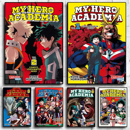 My Hero Academia Retro Canvas Poster Anime Wall Art Room Decor