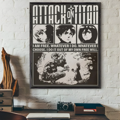 Black and White Attack on Titan Poster