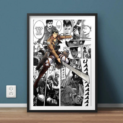 Black and White Attack on Titan Manga Poster