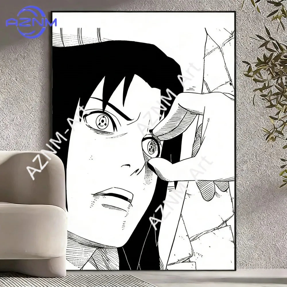 Black and White Naruto Manga Poster