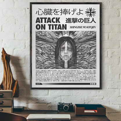 Black and White Attack on Titan Poster