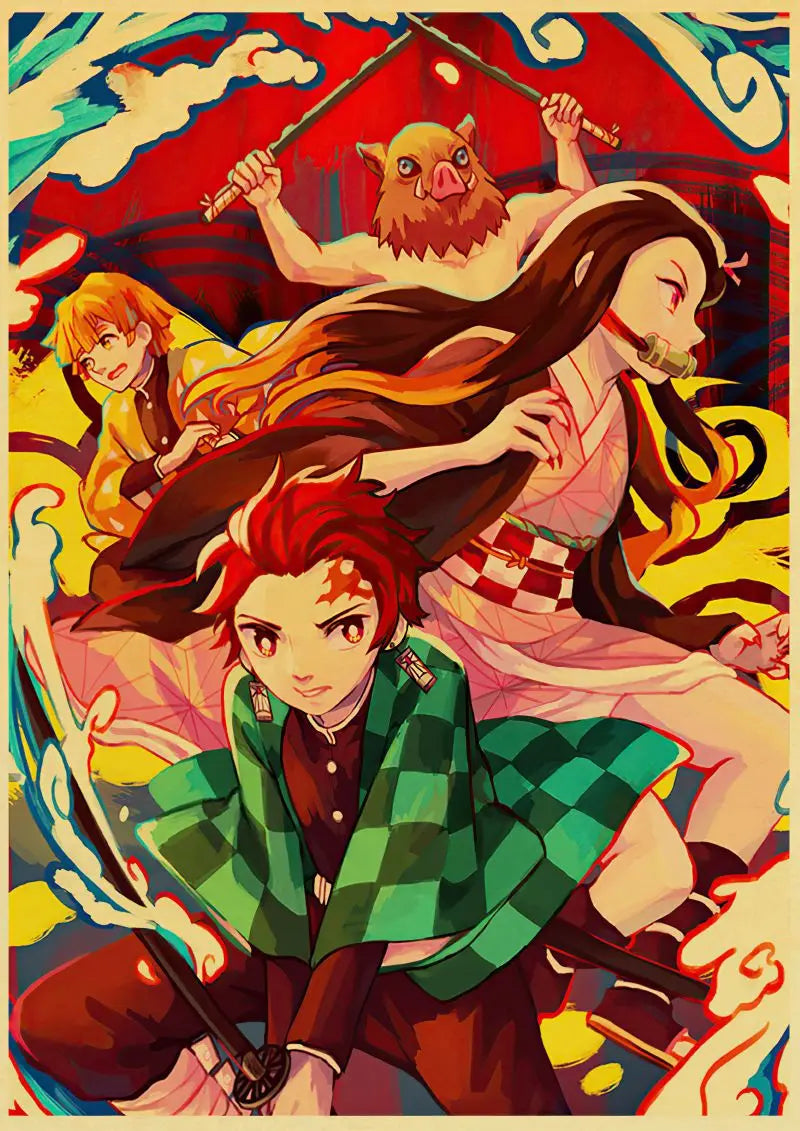 Demon Slayer Retro Posters