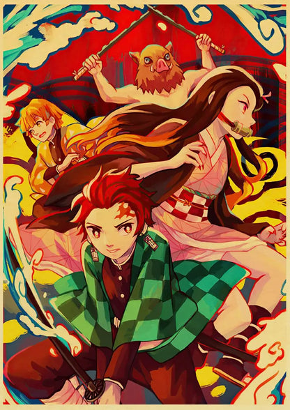 Demon Slayer Retro Posters