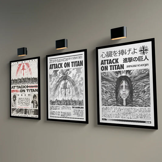 Black and White Attack on Titan Poster