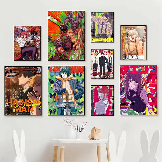 Chainsaw Man Poster Vintage Anime Wall Art v2