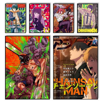 Chainsaw Man Poster Vintage Anime Wall Art v2