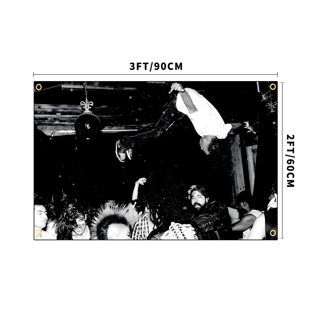 Playboi Carti Concert Dive Tapestry Black and White