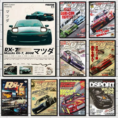 Vintage Japanese Racing Magazine Posters