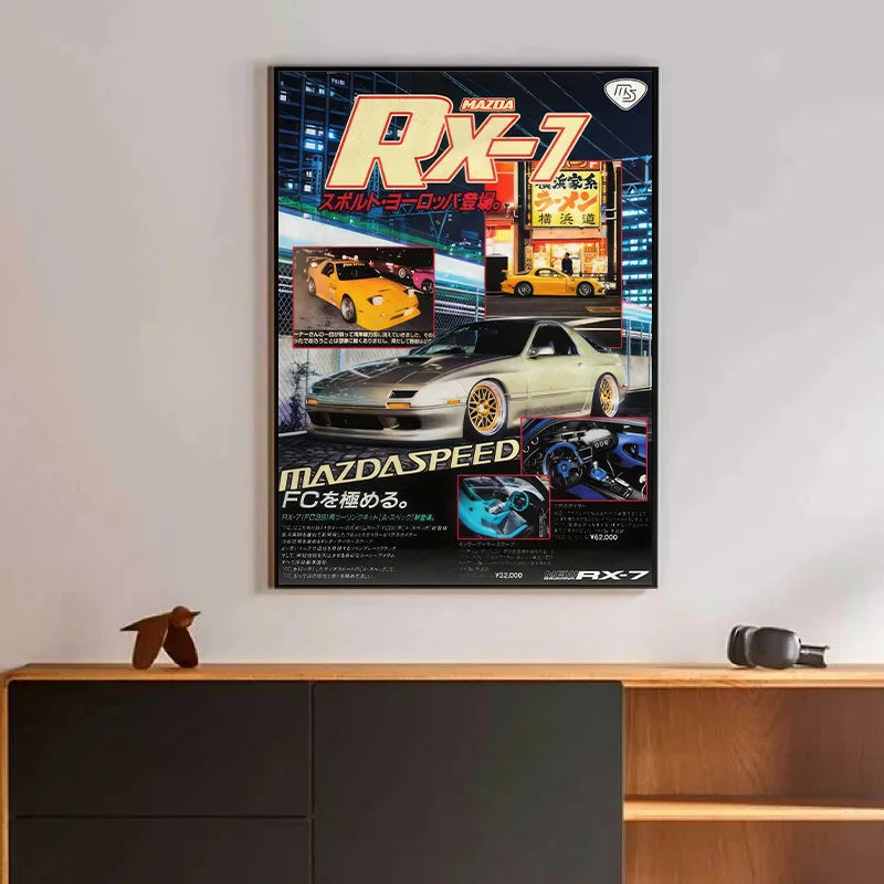 80S Retro Japanese Cars GTR JDM Racing Magazine Cover Posters