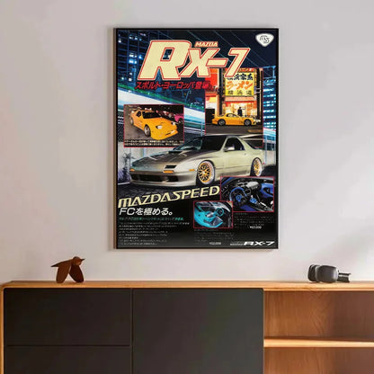 80S Retro Japanese Cars GTR JDM Racing Magazine Cover Posters