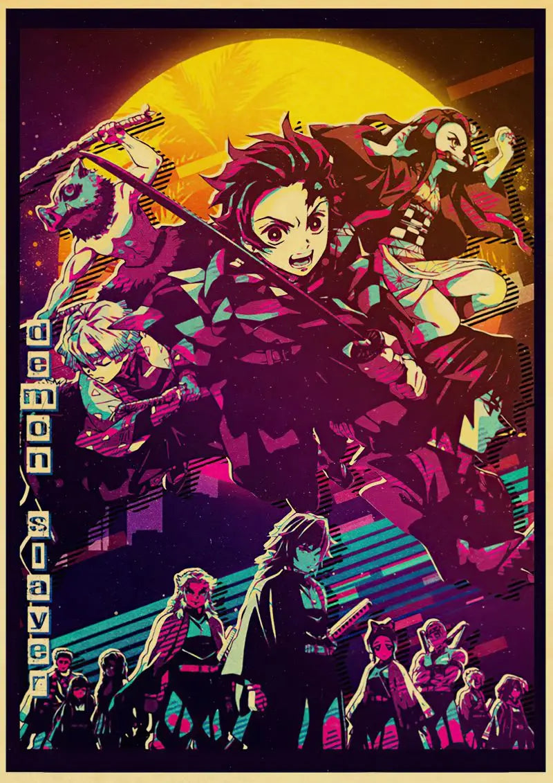 Demon Slayer Retro Posters