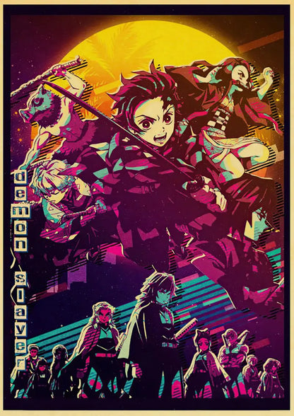Demon Slayer Retro Posters