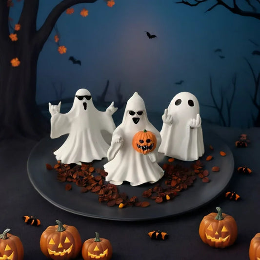 Resin Ghost Figurines – Spooky Halloween Desk & Shelf Décor