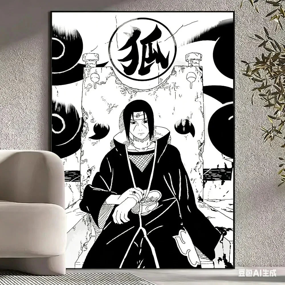 Black and White Naruto Manga Poster