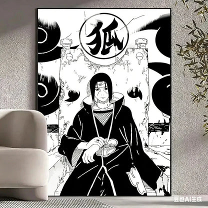 Black and White Naruto Manga Poster