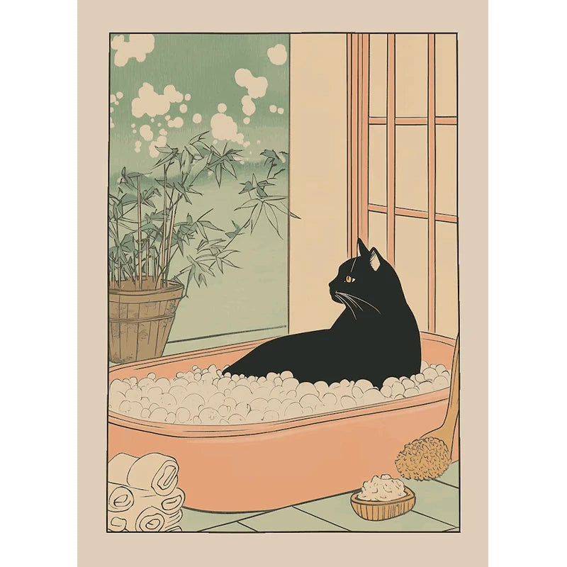 Animals Art Poster in Bathtub Bathroom Decoration