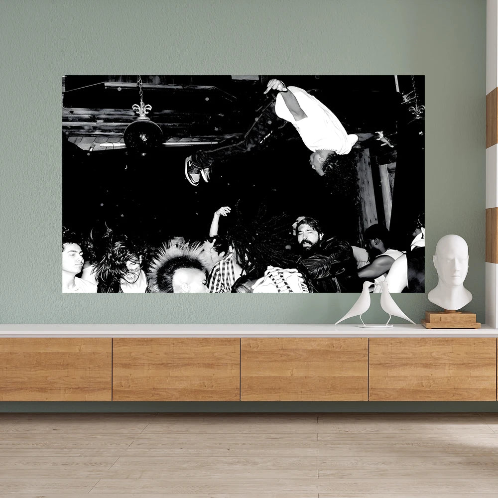 Playboi Carti Concert Dive Tapestry Black and White