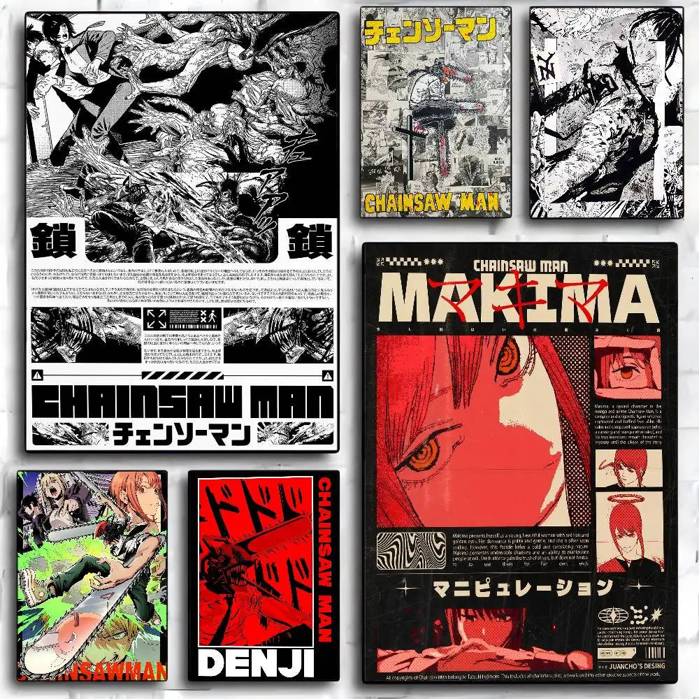 Chainsaw Man Poster Vintage Anime Wall Art v3