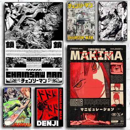 Chainsaw Man Poster Vintage Anime Wall Art v3