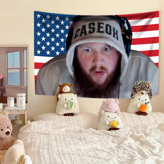 Caseoh X USA Tapestry Wall Decor