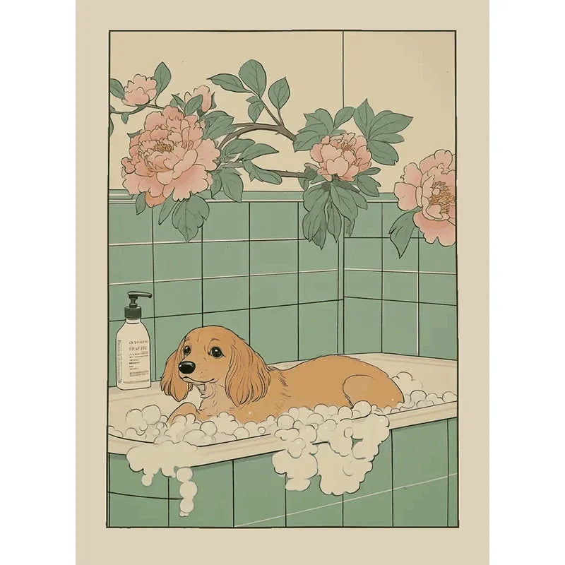 Animals Art Poster in Bathtub Bathroom Decoration